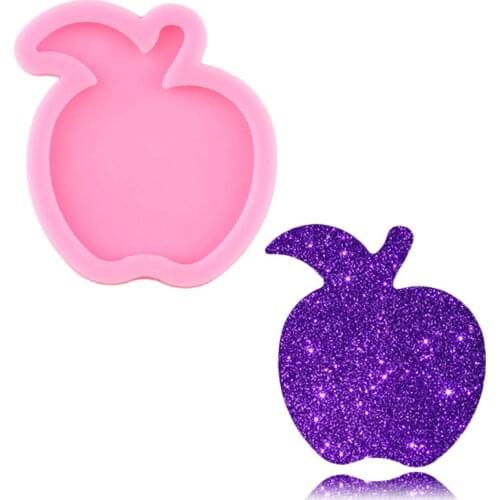 Super Glossy Apple Keychain Silicone Mold Jewelry Making Necklace Epoxy Resin Molds DIY Handmade Charms Custom Keychains Mould