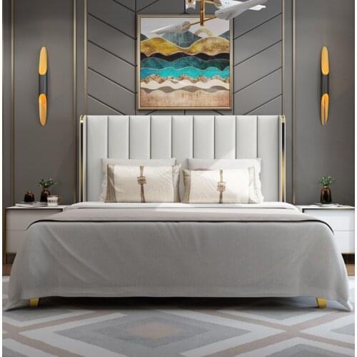 Light luxury bed, modern storage, side space, space art, 1.8 meters, double master bedroom, wedding room, villa, residential fur