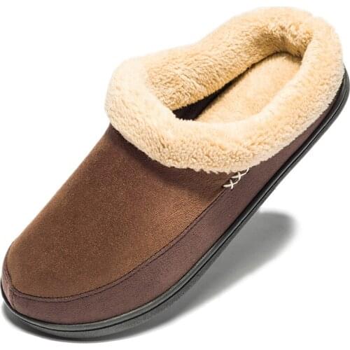 Warm Cotton Slippers Men Shoes Bathroom Indoor Man Winter Fur Shoes High Quality Plush House Flat Footwear Plus Size 48 49 50