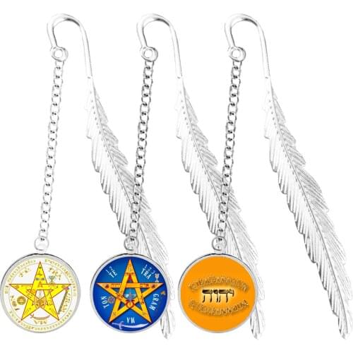Tetragrammaton Amulet Bookmark Four Letter YHWH Pentagram Symbol Adonai Pendant For Notebook Reader Book Marque Page Mate Marker