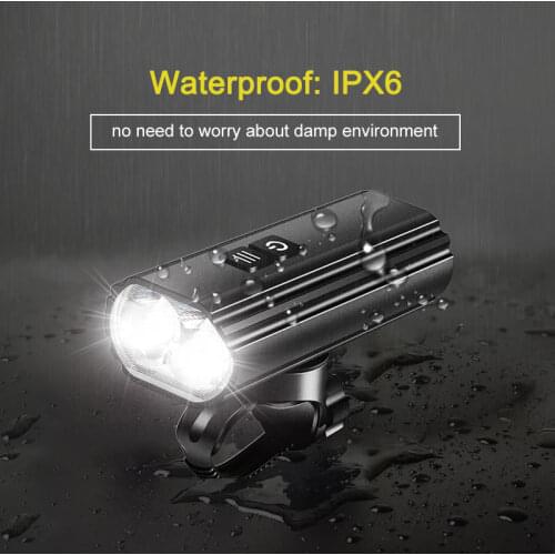 Waterproof Front Cycling Headlight Type-C USB Rechargeable Bike Light 5 Modes Bicycle Lamp with Built-in 4800mAh Battery