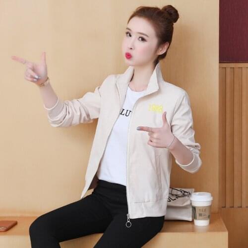 New 2021 Spring Embroidery Jacket Women Casual Long Sleeve Bomber Short Jackets Coats Femme Baseball Loose Zipper Coat Outerwear