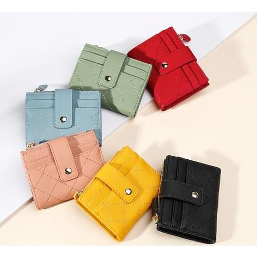 Women Leather Slim Card Holder Wallet Men Mini Wallets Zipper Card Money Holders Vintage Short Female Thin Small Purse