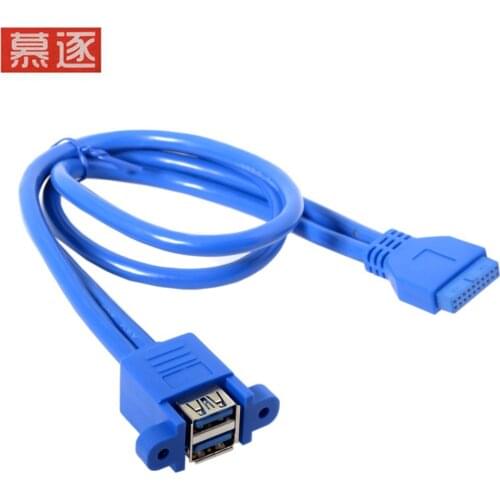 0.5M Stapelbar USB 3,0 Weibliche Panel Typ zu Motherboard 20Pin Header Kabel Dual Ports 50cm