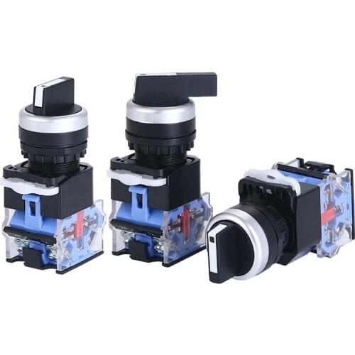 1pcs Rotary Switch 22mm LA38-11X2 Knob 2/3 Position Selector Long/Short Handle Screw Terminal Lock/Latching Momentary/Reset
