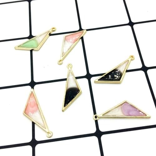10pc/lot Fashion Enamel Triangular Alloy Jewelry Pendant 11*30mm Accessories Handmade DIY Charms