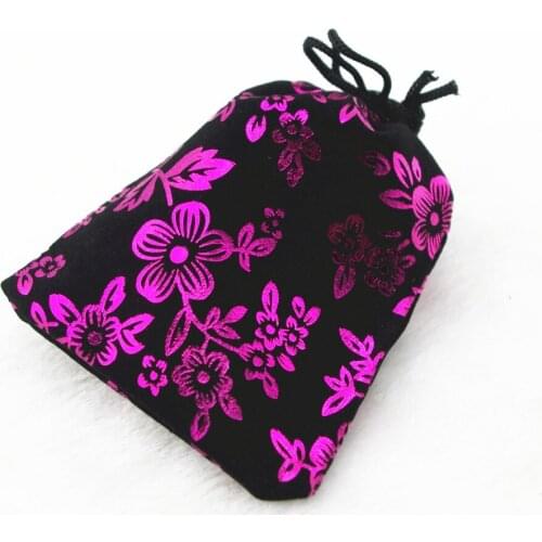 2.7 x 3.5 inch 7 x 9 cm black rose flower velvet bags jewellery pouches small gift bag Perfect for Jewelry Wedding Favors