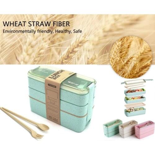 3 Layer Cute Lunch Box for Kids School Children Hot Food Microwavable Chopsticks Food Container Bento Box Japanese Style