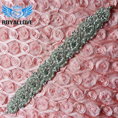 30pcs) Wholesale Handmade Glass Bridal Sash Rhinestones Appliques With Pearl Sewing On For Wedding Dress Belt 46.5cm Long patch