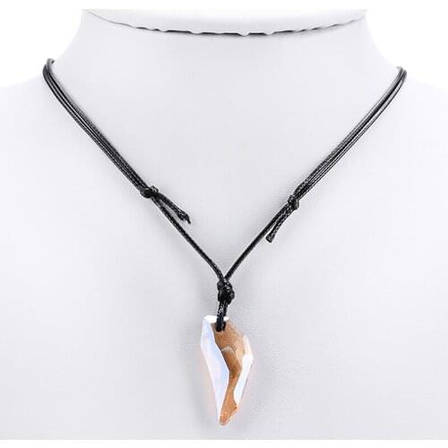 Charms Unisex Long Rope Chain Necklaces Shellhard Adjustable Crystal Wolf Tooth Pendant Satement Necklace Women Fashion Jewelry