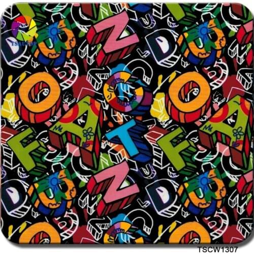 Free shipping 0.5m*2m/10m Colorful Word TSCW1307 hydro graphic dipping film water transfer printing film