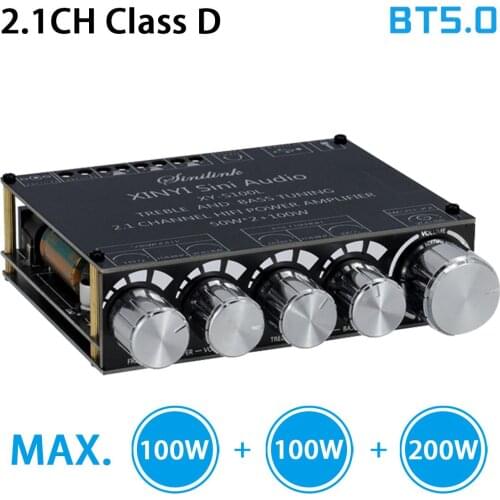 Bluetooth 5.0 2*50W+100W TPA3116D2 2.1 Channel Class D Amplifier Board Speaker Home Theater Audio Stereo Equalizer Amp Module