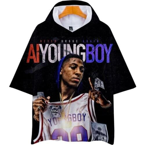 YoungBoy Never Broke Again Hooded T shirts Men/Women 3D Print Rapper Singer Character Patterns Personality Short Sleeve T-shirt