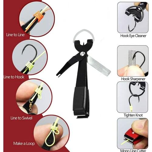 Fast Tie Fishing Quick Knot Tool Nail Knotter Tying Line Cutter Clipper Nipper w/ Zinger Retractor Tackle Accessories