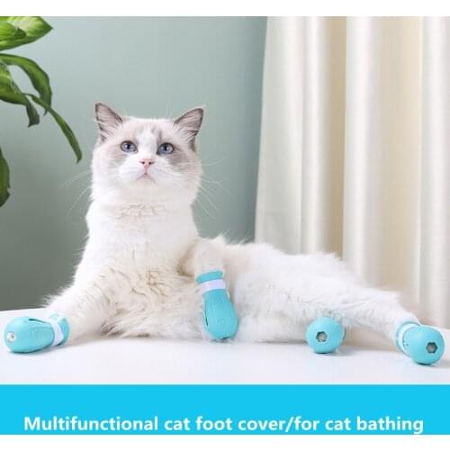 Cat Foot Covers, Anti-scratch Boots, Pet Bath And Injection, Multifunctional Cat Shoes, A Box Of 4 Cleaning Supplies
