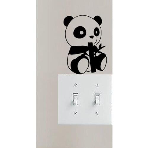 Endearing Little Panda Fashion Styling Switch Sticker Vinyl Cartoon Animal Wall Decal 3SS0272