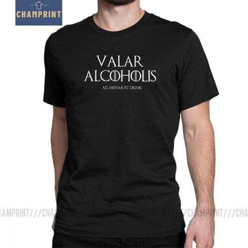Valar Alcoholis T Shirts Men Cotton 2019 Fashion Beer T-Shirt Bar Alcohol Ale Drink Tee Shirt Short Sleeve Clothing Plus Size