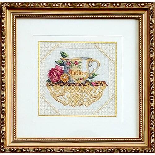 Fishxx Cross Stitch T075 European Retro Tea Cup Happy Celebration Mothers Gift Elegant Home Handmade Embroidery Kit