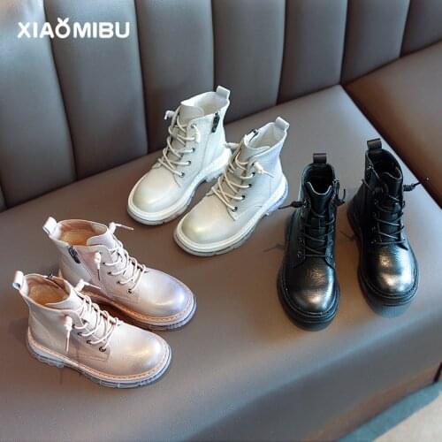 Girls' shoes childrens Martin boots 2021 new autumn baby leather short boots British soft sole single boot small leather boots