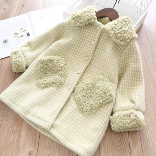 Girls mink wool coat childs winter winter coat is thick