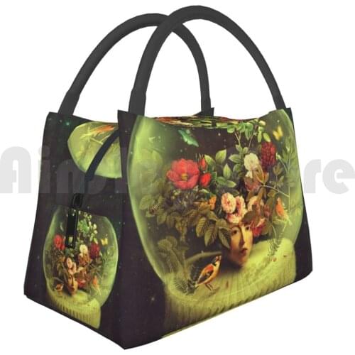 Portable Insulation Bag Luminescent Garden Woman Garden Bubble Glass Sphere Flower Magic Surreal Fine Art