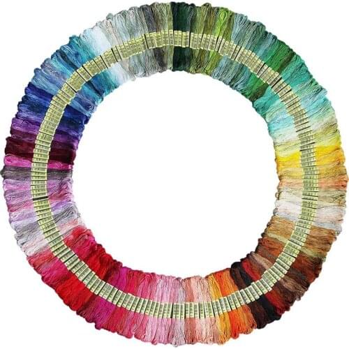 Rainbow Color Embroidery Thread Cross Stitch Threads Bracelets Floss Crafts Floss 200 Skeins Per Pack