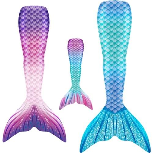 Mermaid Tails Adults Kds Swimming Meramaid Princess Cosplay Costume Bathing Beach Swimwear Clothes no monofin
