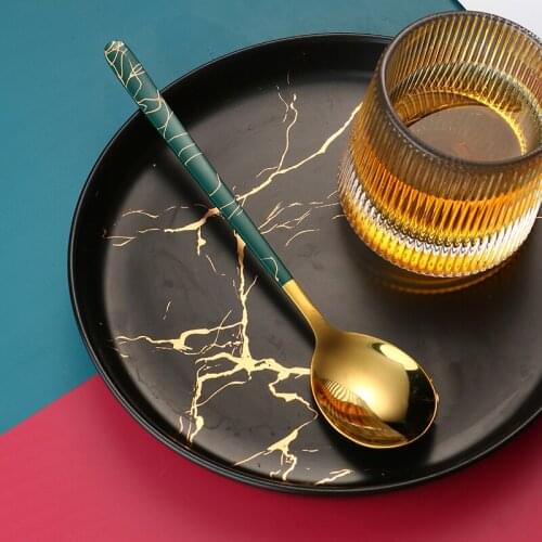 S/L Stainless Steel Ice Cream Coffee Spoon Net Red Creative Cute Stirring Spoon Gilded Tableware Ice Cream 8 Colors