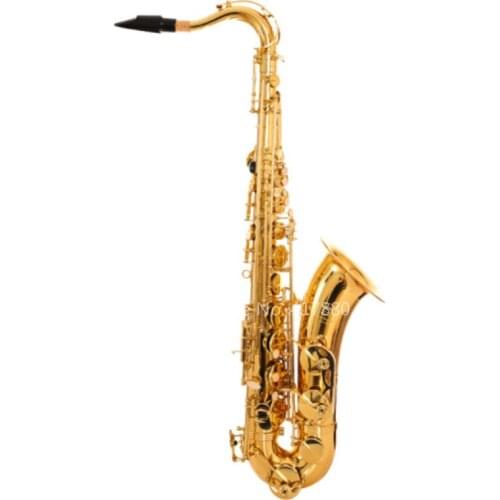SADSN STS-100 Bb Tenor Saxophone Brass Gold Lacquer B Flat Tenor Sax Curved Neck Pearl Button Musical Instrument with Case