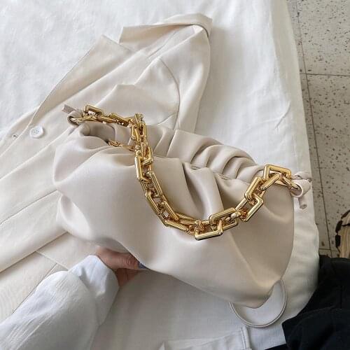 Gold Chain PU Leather Bag For Women 2021 Luxuury Armpit bag Lady Shoulder Handbags Female Solid Color Travel Hand Bag