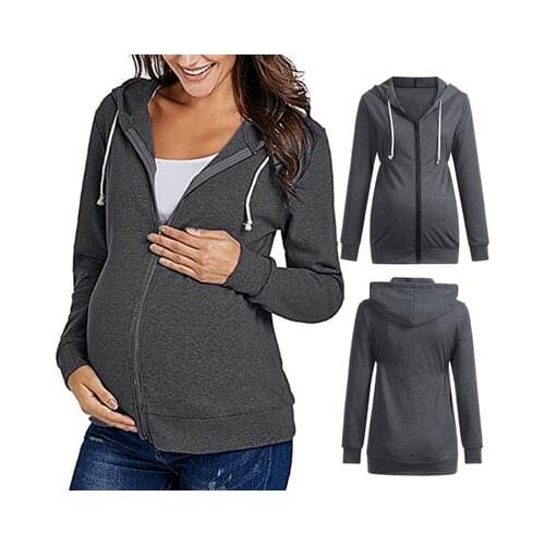 Maternity Hoodie Coat Hooded Pregnant Women Sweatshirt Jackets casual Pregnant Cloth Outwear Leisure Tops Clothes For Maternity