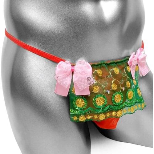 Sheer See Through Sissy Panties Bikini Sexy Lingerie for Mens Thong G String Underwear Bow Cute Lolita Exotic Male Panties