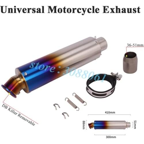 Universal 51mm Motorcycle GP Exhaust Pipe Escape Silencer Modified Muffler DB Killer For R25 MT-03 Dirt Bike RC390 CBR300 GSR750