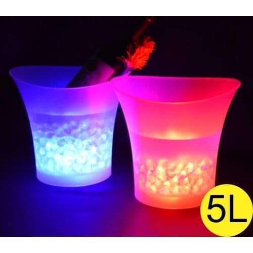 5L 4 Color LED Light Up Champagne Beer Bucket New Waterproof Plastic LED Ice Bucket LED Bars Night Party Bars Nightclubs