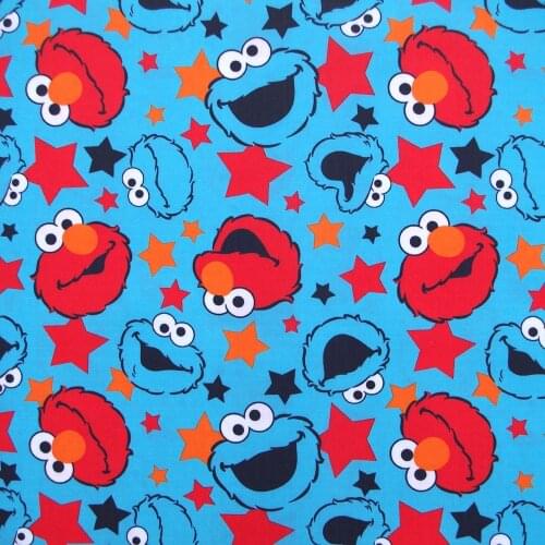 1 yard Polyester/PVC coated Waterproof Fabric for bag,-- Cartoon and Stars on Blue background (width=140cm)