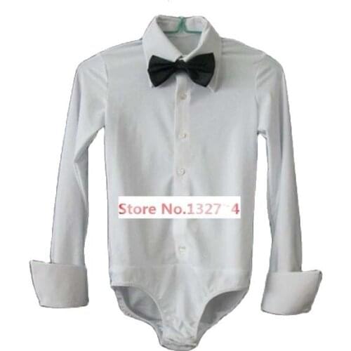 100% High quality Boys Latin Dance Shirt Classical Latin Ballroom Dancing white Colors 110-160cm Wholesale waltz shirt chacha