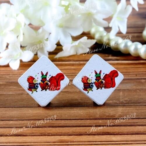 Square Shape High Quality Photo Wood Laser Cut Cabochon to make Rings, Earrings, Bobby pin,Necklaces, Bracelets
