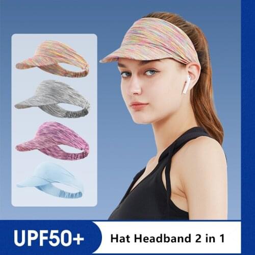 Women Summer Sport Hat Sport Headband Multicolored Striped UV Protection Empty Top Baseball Hat for Running Cycling Sports
