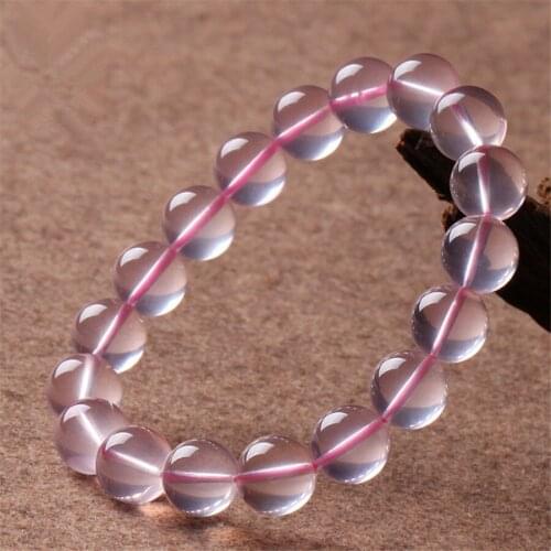 Drop Shipping Natural Rose Pink Quartz Star Light Crystal Bracelets Women Femme Stretch Round Bead Bracelet 11mm 12mm 13mm