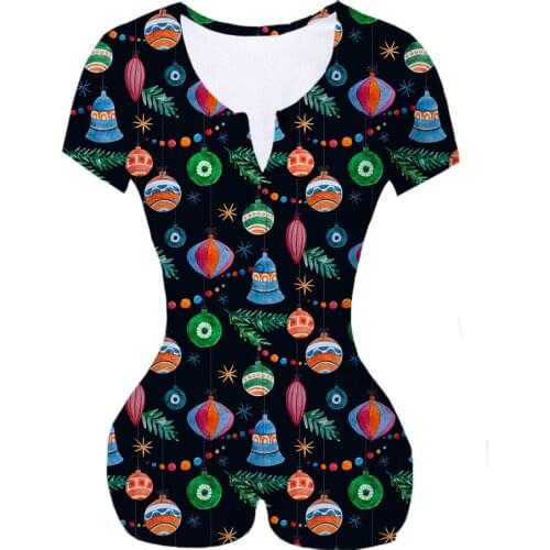 Custom Made Ornament Black Bg Sublimation Print Women Summer short sleeves Onesie