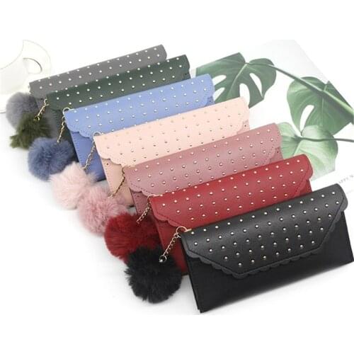 Womens Leather Wallet Retro Rivet Hasp Long Wallet Card Purses Pu Wallet Handbag Female Phone Bag For Women 2020