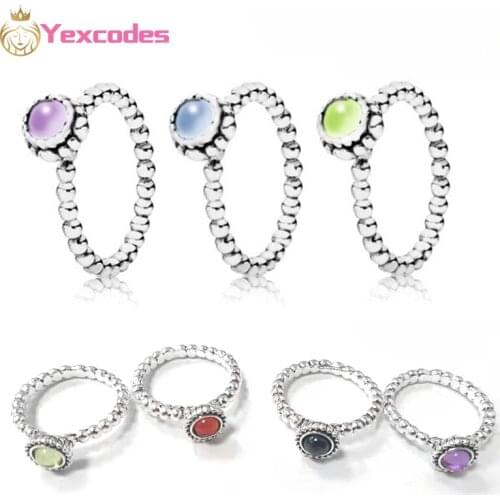 Antique Silver-plated Korean Temperament Ladys Spiral Pattern Ring With Blue Moonstone All-match Ring Female Wedding Party Ring