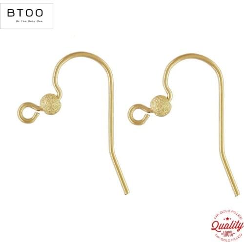 14K Gold Filled Ear Wire w/3mm Stardust Bead Gold Ear Wire for Jewelry Making Handmde DIY Earrings Accessories Clasps Jewelry