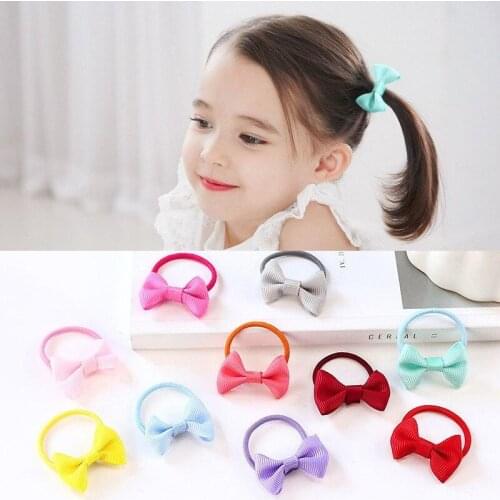 10 PCs/5 Pairs Candy Color Elastic Hair Bands Cute Mini Small Bow Hair Ties Girls Elastic Holder Kids Hair Accessories