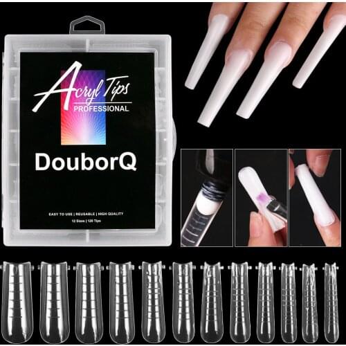 120Pcs Clear Dual Forms Tips Quick Building Gel Mold Nail Systeem Volledige Cover Tips Nail Uitbreiding Formulieren Top Mallen