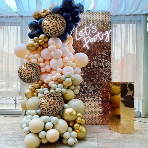 185pcs Doubled Cream Peach Animal Pattern Balloon Garland Matte Navy Blue Gold Baby Shower Gender Reveal Birthday Party Kit