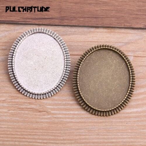 2pcs 30*40mm Inner Size Two Color New Product Punk Big Oval Brooch Cabochon Base Setting Charms Pendant