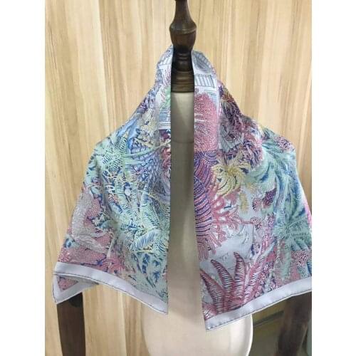 2021 new arrival winter spring classic purple tree 100% real silk scarf twill hand made roll 90*90 cm shawl wrap for women lady