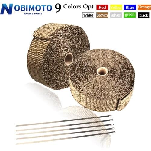 5cm*5M Glass Fiber Exhaust Heat Shield Heat Wrap Roll Thermal Tape Protection Resistant with Stainless Ties Motorcycle