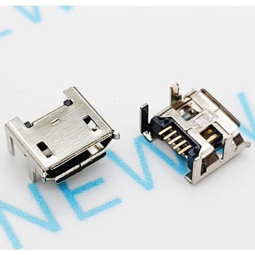 50Pcs Micro Usb 5Pin Seat Jack Micro Usb Four Legs 5P Inserting Plate Seat Micro Usb Jack Connector 5Pin Charging Socket